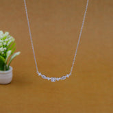 Silver-Plated Cubic Zirconia-Studded Pendant With Chain
